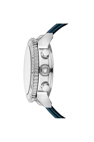 Montre à quartz en cuir Prague - Bleu et argenté