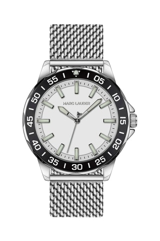 Montre à quartz en acier Munich - Argenté et blanc