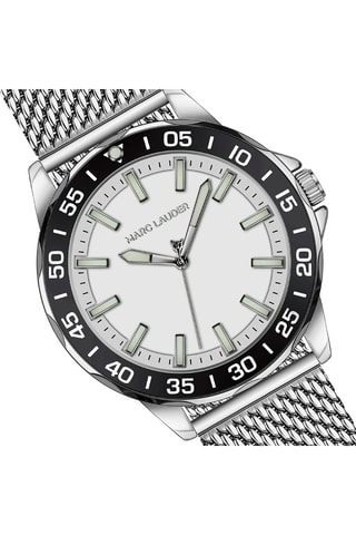 Montre à quartz en acier Munich - Argenté et blanc