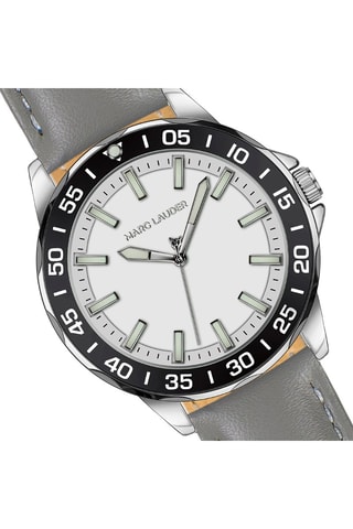 Montre à quartz en cuir Munich - Gris et argenté