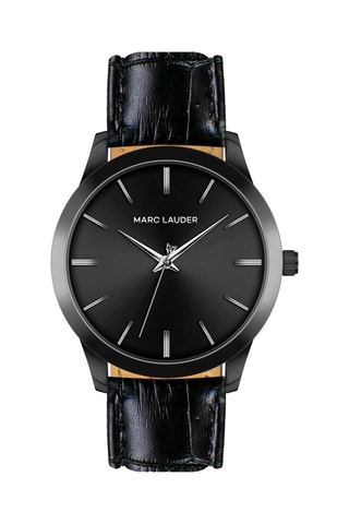 Montre à quartz en cuir Perth - Noir