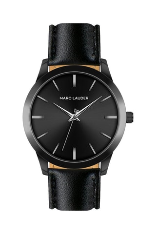 Montre à quartz en cuir Perth - Noir