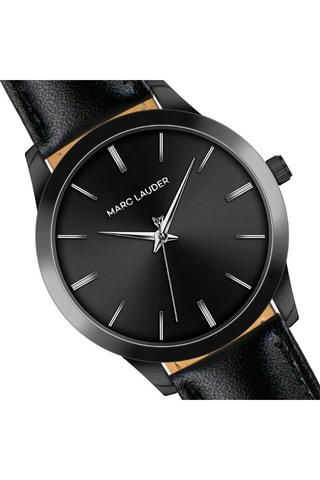 Montre à quartz en cuir Perth - Noir