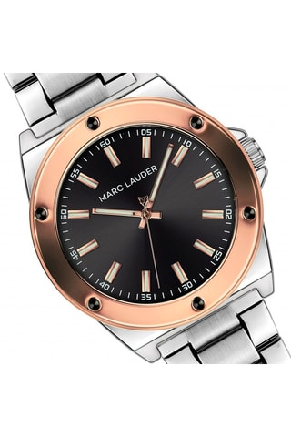 Montre à quartz en acier Berlin - Argenté et doré rose