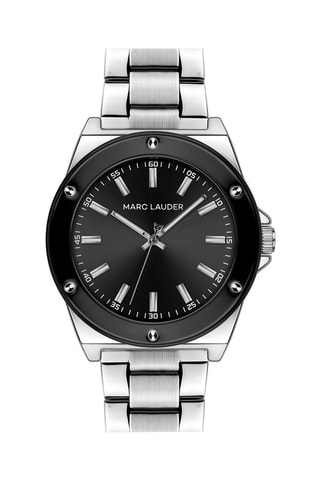 Reloj de cuarzo de acero Cologne - Plateado y negro