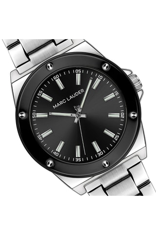 Reloj de cuarzo de acero Cologne - Plateado y negro