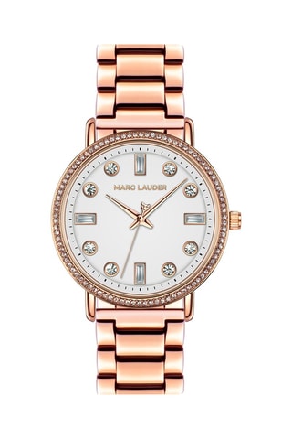 Montre à quartz en acier Monaco - Doré rose et blanc