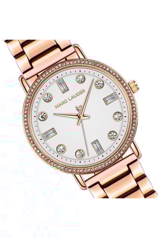 Montre à quartz en acier Monaco - Doré rose et blanc