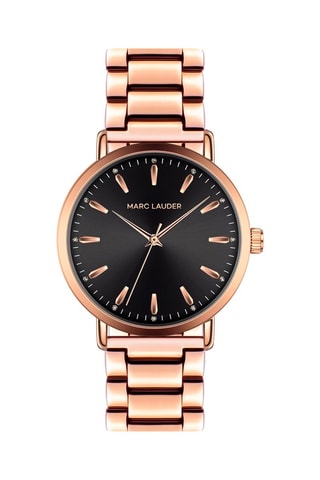 Montre à quartz en acier Bologna - Doré rose et noir