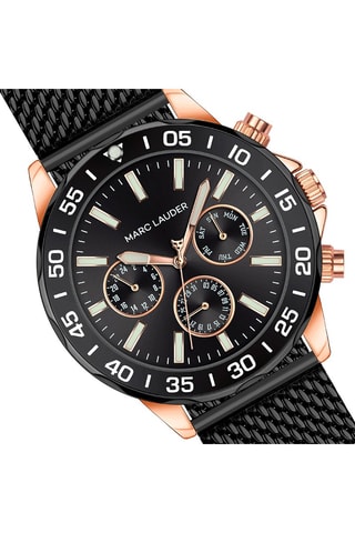 Reloj de cuarzo de acero Milan - Negro y rosa dorado