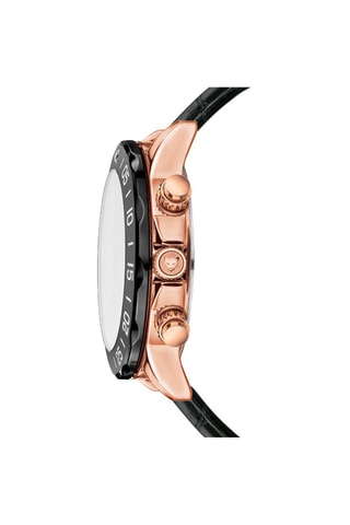 Montre à quartz en cuir Milan - Noir et doré rose