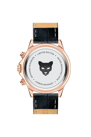 Montre à quartz en cuir Milan - Noir et doré rose