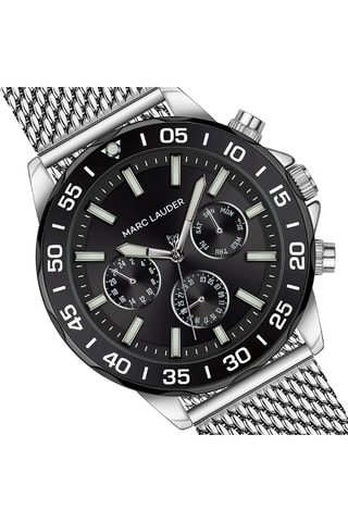 Reloj de cuarzo de acero Avignon - Plateado y negro