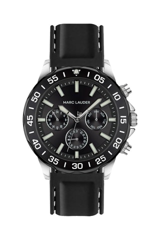 Montre à quartz en cuir Avignon - Noir et argenté