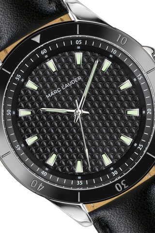 Montre à quartz en cuir Madrid - Noir