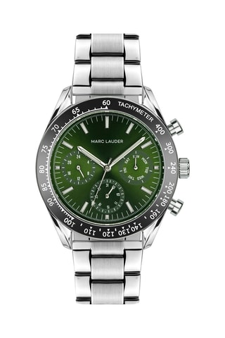Montre à quartz en acier Lisbon - Tachymètre - Argenté et noir