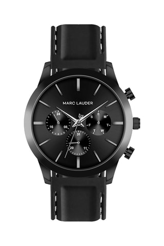 Montre à quartz en cuir London - Chronographe - Noir