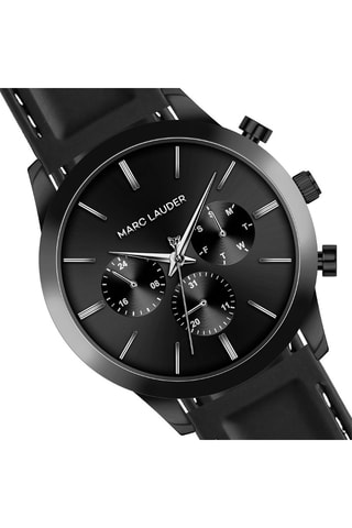 Montre à quartz en cuir London - Chronographe - Noir