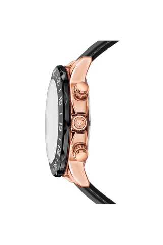 Montre à quartz en cuir Milan - Noir et doré rose