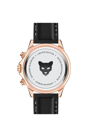 Montre à quartz en cuir Milan - Noir et doré rose