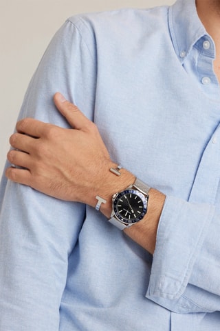 Montre à quartz en acier Barcelona - Argenté et noir