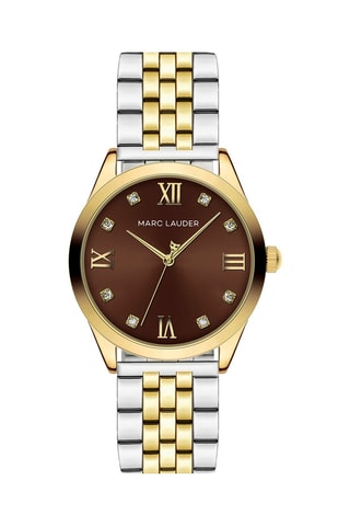 Montre à quartz en acier et zircons Marrakech - Argenté et doré