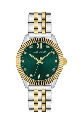 Montre à quartz en acier et zircons Buenos Aires - Argenté et vert