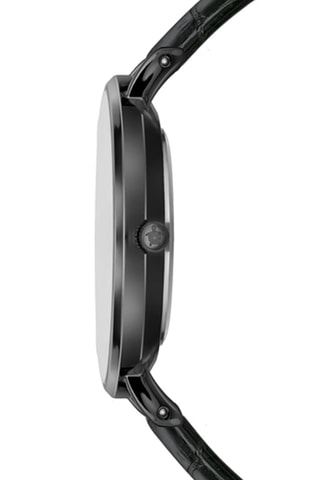 Montre à quartz en cuir Jet Black - Noir