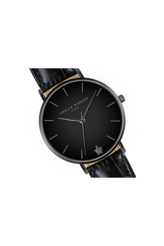 Montre à quartz en cuir Jet Black - Noir