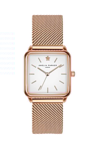 Montre à quartz en acier Bay - Doré rose