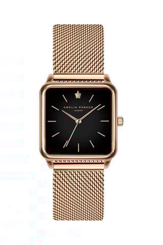 Montre à quartz en acier Night Plaza - Doré rose et noir