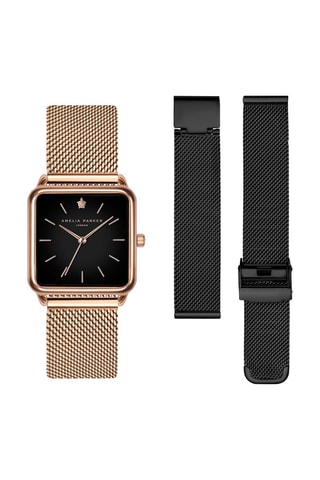 Coffret montre à quartz et 2 bracelets en acier