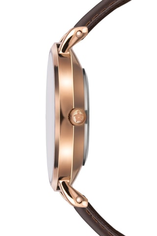 Montre à quartz en cuir Petite Classique - Marron et doré rose