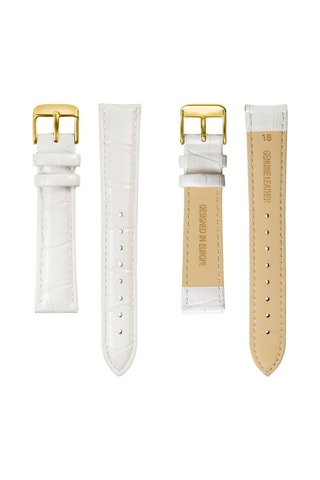 Montre à quartz en cuir et nacre - Blanc et doré