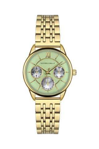 Montre à quartz en acier - Doré et vert - Victoria Walls