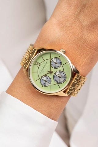 Montre à quartz en acier - Doré et vert - Victoria Walls