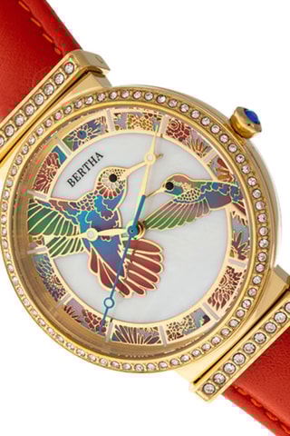 Montre à quartz en cuir et nacre