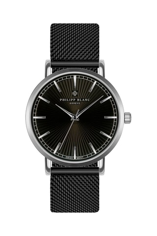 Montre à quartz en acier - Noir et argenté