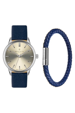 Coffret montre à quartz en cuir et bracelet en cuir