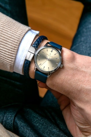 Coffret montre à quartz en cuir et bracelet en cuir