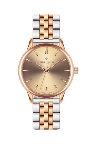 Montre à quartz en acier inoxydable - Argenté et doré rose