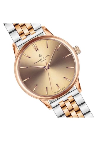 Montre à quartz en acier inoxydable - Argenté et doré rose