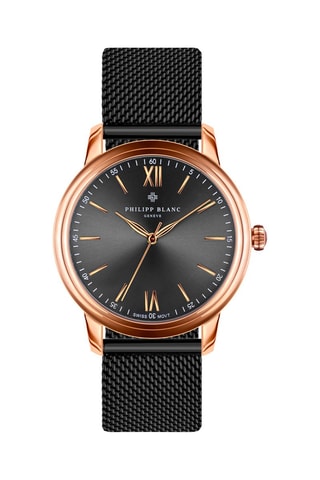 Montre à quartz en acier - Noir et doré rose