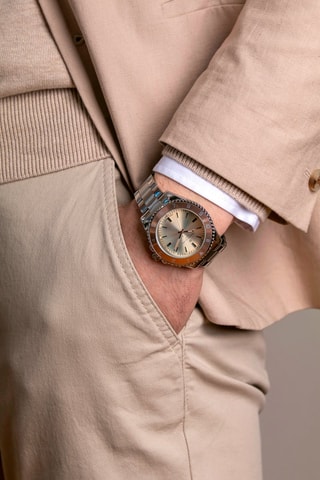 Reloj de cuarzo de acero - Plateado y rosa dorado