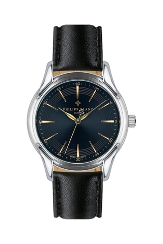 Montre à quartz en cuir - Noir et argenté