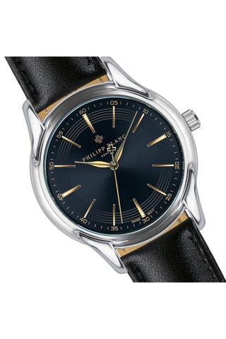 Montre à quartz en cuir - Noir et argenté