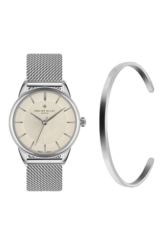Coffret montre à quartz en acier et jonc