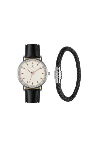 Coffret montre à quartz en cuir et bracelet en cuir