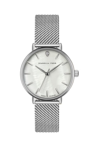Montre à quartz en acier, nacre et diamant Kendra