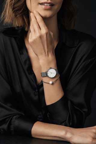 Montre à quartz en acier, nacre et diamant Kendra